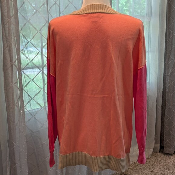 Kim Gravel Belle‎ Color Block Tunic V Neck Sweater, Size M - Picture 2 of 2